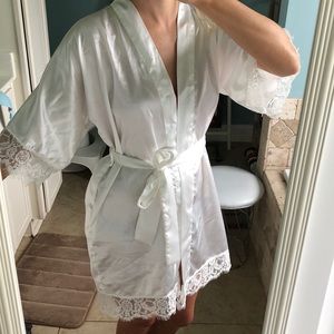 White silky bridal robe